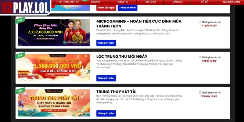 Khuyến Mãi 12Play Cập Nhật Ưu Đãi Hấp Dẫn Từ Chuyên Gia 2025 2 Hoàn trả không giới hạn tại khuyến mãi 12Play